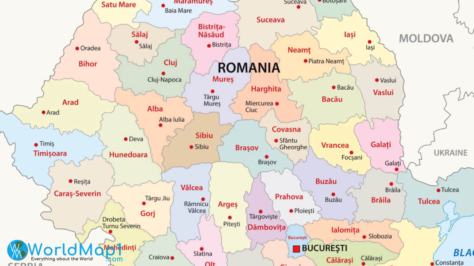 Moldova ile Romanya Haritası